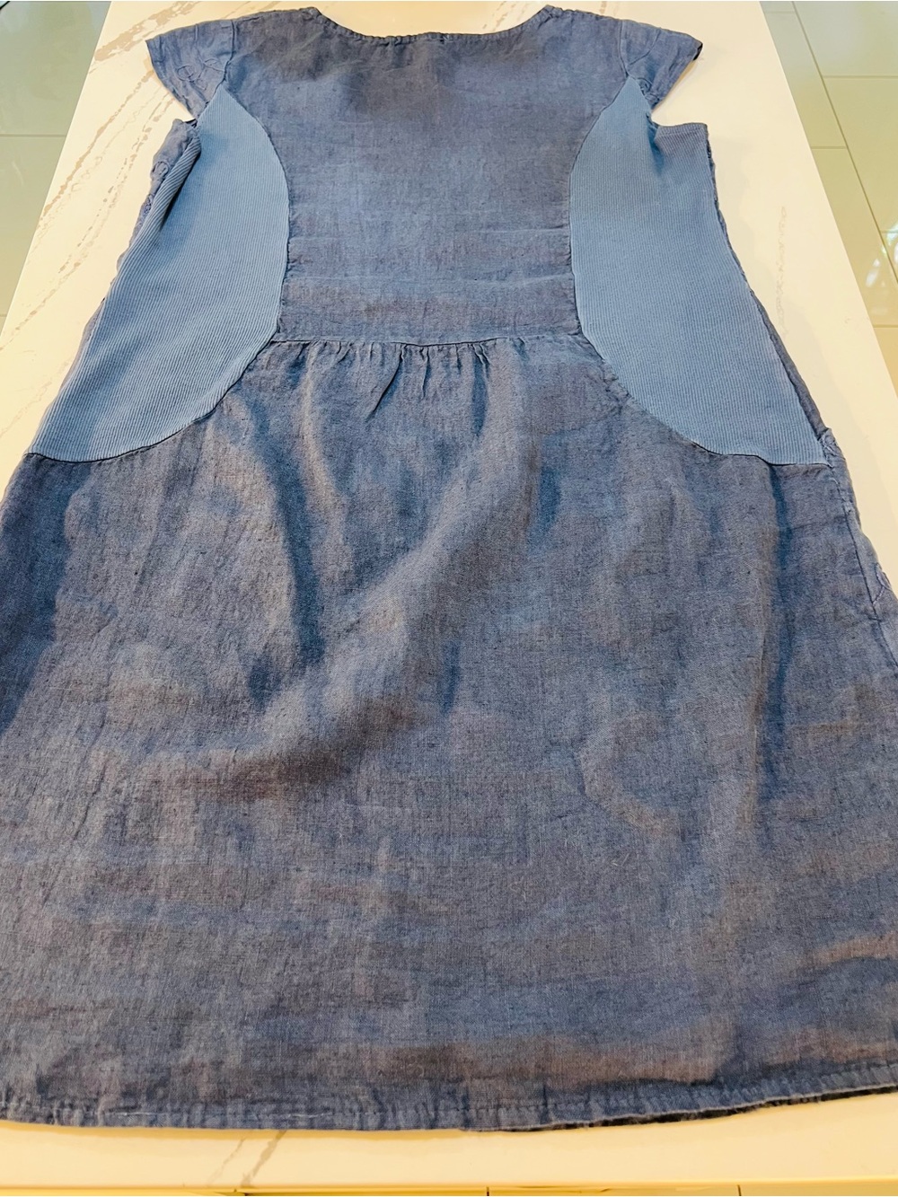 Femme Fatale Italy Embroidered A-Line Midi Skirt in Slate Blue 100% Linen size M - Picture 11 of 11